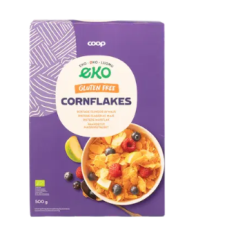 Органические кукурузные хлопья Coop paahdetut luomumaissihiutaleet gluteeniton 500 г без глютена 