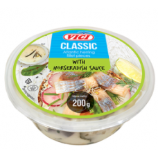 Кусочки филе сельди в соусе из хрена VICI 200 г в п/б Кусочки филе сельди в соусе из хрена VICI 200 г в п/б