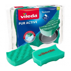 Губки для мытья посуды Vileda Glitzi Pur Active Teflon 2шт Губки для мытья посуды Vileda Glitzi Pur Active Teflon 2шт