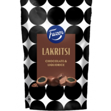 Лакричные конфеты с шоколадом Fazer Licorice 140г в молочном шоколаде Лакричные конфеты с шоколадом Fazer Licorice 140г в молочном шоколаде