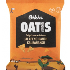 Овсяные чипсы Oikia Oatis Jalapeno-ranch kauranaksu 150г со вкусом помидоров, лука, чеснока и халапеньо Овсяные чипсы Oikia Oatis Jalapeno-ranch kauranaksu 150г со вкусом помидоров, лука, чеснока и халапеньо