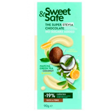 Плиточный шоколад Sly Sweet&Safe White Chocolate Matcha зеленый чай-кокос-лимон 90г со стевией Плиточный шоколад Sly Sweet&Safe White Chocolate Matcha зеленый чай-кокос-лимон 90г со стевией