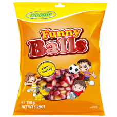 Жевательные конфеты с нугой Woogie Fruit Funny Balls 150г Жевательные конфеты с нугой Woogie Fruit Funny Balls 150г
