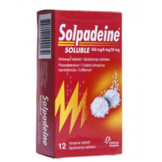 Таблетки обезболивающие SOLPADEINE SOLUBLE KIHISEV TBL 500MG+8MG+30MG 12шт Таблетки обезболивающие SOLPADEINE SOLUBLE KIHISEV TBL 500MG+8MG+30MG 12шт