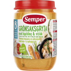 Овощное пюре с курой и чесноком Semper Vihannes-Kanapata & Valkosipulia Alkaen 190г от 8 месяцев Овощное пюре с курой и чесноком Semper Vihannes-Kanapata & Valkosipulia Alkaen 190г от 8 месяцев