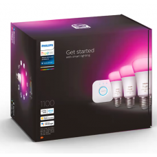 Стартовый комплект Philips Hue Белый и цветная атмосфера E27, 3 лампы и мост Стартовый комплект Philips Hue Белый и цветная атмосфера E27, 3 лампы и мост