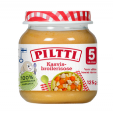 Детское питание с овощами с бройлером Piltti Kasvis-Broilerisose 125 г для детей 5 месяцев Детское питание с овощами с бройлером Piltti Kasvis-Broilerisose 125 г для детей 5 месяцев
