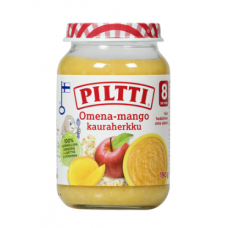 Яблочно-манговый десерт с овсянкой Piltti Omena-Mango-Kauraherkku 190 г с 8 месяцев Яблочно-манговый десерт с овсянкой Piltti Omena-Mango-Kauraherkku 190 г с 8 месяцев