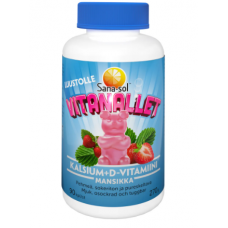 Жевательные витамины с кальцием и витамином D3 Sana-Sol Vitanallet Strawberry 90шт Жевательные витамины с кальцием и витамином D3 Sana-Sol Vitanallet Strawberry 90шт