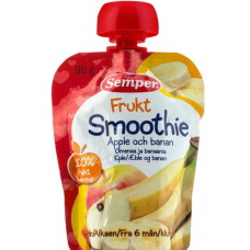 Детское фруктовое пюре Semper Smoothie Frukt 90г с 6 месяцев яблоко и банан Детское фруктовое пюре Semper Smoothie Frukt 90г с 6 месяцев яблоко и банан