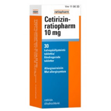 Противоаллергический препарат CETIRIZIN ratiopharm 10 mg 30таб Противоаллергический препарат CETIRIZIN ratiopharm 10 mg 30таб