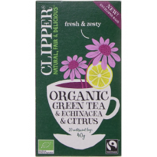 Чай в пакетиках Clipper Green Tea Echinacea Citrus органический зеленый с эхинацеей и цитрусом 20 шт Чай в пакетиках Clipper Green Tea Echinacea Citrus органический зеленый с эхинацеей и цитрусом 20 шт