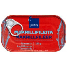 Филе скумбрии в томатном соусе Rainbow Makrillifileita 125г Филе скумбрии в томатном соусе Rainbow Makrillifileita 125г