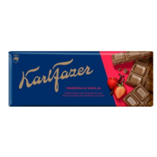 Плиточный шоколад Karl Fazer клубника ваниль 190г Плиточный шоколад Karl Fazer клубника ваниль 190г