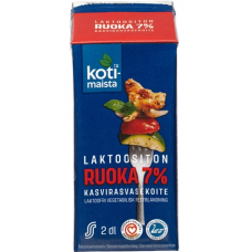Сливки для еды Kotimaista laktoositon Ruoka 7% 2дл без лактозы UHT Сливки для еды Kotimaista laktoositon Ruoka 7% 2дл без лактозы UHT