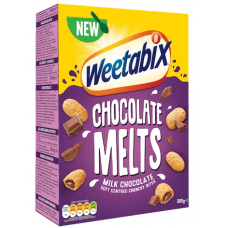 Хрустящие цельнозерновые подушечки Weetabix Melts maitosuklaa 360г с шоколадной начинкой Хрустящие цельнозерновые подушечки Weetabix Melts maitosuklaa 360г с шоколадной начинкой