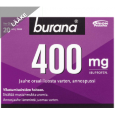 Порошок обезболивающий BURANA JAUHE ORAALILIUOSTA VARTEN 400мг 20шт Порошок обезболивающий BURANA JAUHE ORAALILIUOSTA VARTEN 400мг 20шт