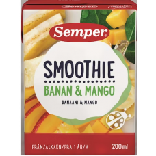 Детский смузи банан-манго Semper banaani-mango 200 мл с 12 месяцев Детский смузи банан-манго Semper banaani-mango 200 мл с 12 месяцев