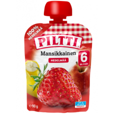 Клубничное фруктовое пюре Piltti 90 гр с 6 месяцев Клубничное фруктовое пюре Piltti 90 гр с 6 месяцев