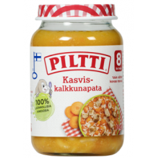 Овощное рагу из индейки Piltti Kasvis-Kalkkunapata для детей 8 месяцев 190 г Овощное рагу из индейки Piltti Kasvis-Kalkkunapata для детей 8 месяцев 190 г