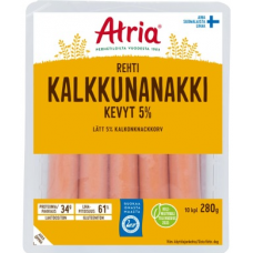 Сосиски из индейки Atria Rehti Kevyt 5% Kalkkunanakki 280г Сосиски из индейки Atria Rehti Kevyt 5% Kalkkunanakki 280г