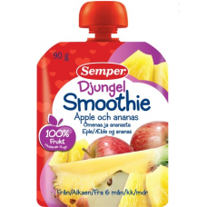 Детское фруктовое пюре Semper Smoothie Djungel 90г с 6 месяцев Детское фруктовое пюре Semper Smoothie Djungel 90г с 6 месяцев