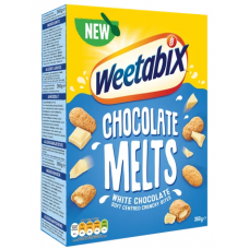 Хрустящие цельнозерновые подушечки Weetabix Melts valkosuklaa 360г с начинкой из белого шоколада Хрустящие цельнозерновые подушечки Weetabix Melts valkosuklaa 360г с начинкой из белого шоколада