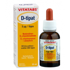 Жидкий препарат витамина D3 Vitatabs D-tipat 5µg 30мл Жидкий препарат витамина D3 Vitatabs D-tipat 5µg 30мл