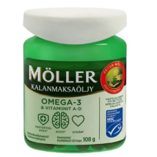 Капсулы с маслом печени трески Moller Omega-3 & Vitamins AD 120 капсул Капсулы с маслом печени трески Moller Omega-3 & Vitamins AD 120 капсул