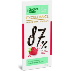 Плиточный темный шоколад Sweet & Safe Exceedance Premium 87% 90г клубника ваниль Плиточный темный шоколад Sweet & Safe Exceedance Premium 87% 90г клубника ваниль