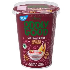 Овсяный йогурт Valio Oddlygood Greek-A-Licious 380г клубника Овсяный йогурт Valio Oddlygood Greek-A-Licious 380г клубника