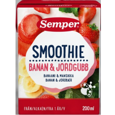Смузи SemperSmoothie Banaani Mansikka 200мл с 1 года банан и клубника Смузи SemperSmoothie Banaani Mansikka 200мл с 1 года банан и клубника