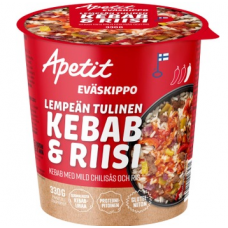 Готовый обед Apetit Evaskippo Lempean Tulinen Kebab Ja Riisi 330г огненный кебаб и рис Готовый обед Apetit Evaskippo Lempean Tulinen Kebab Ja Riisi 330г огненный кебаб и рис