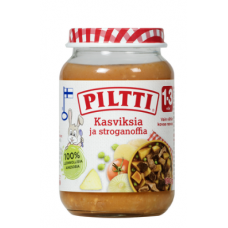 Детское питание овощи и бефстроганы Piltti Kasviksia Ja Stroganoffia 190 г для детей 1-3 лет Детское питание овощи и бефстроганы Piltti Kasviksia Ja Stroganoffia 190 г для детей 1-3 лет