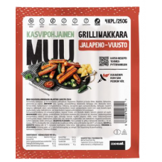 Сосиски для веганов с халапеньо MUU Kasvigrillimakkara Jalapeno-vuusto 250г Сосиски для веганов с халапеньо MUU Kasvigrillimakkara Jalapeno-vuusto 250г