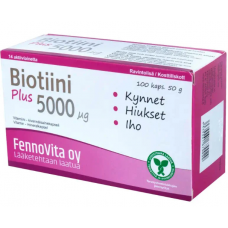 Витамины для волос и ногтей Fennovita Biotiini Plus 5000мг 100шт Витамины для волос и ногтей Fennovita Biotiini Plus 5000мг 100шт
