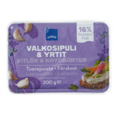 Сыр сливочный Rainbow Valkosipuli & Yrtit 200г с чесноком и зеленью Сыр сливочный Rainbow Valkosipuli & Yrtit 200г с чесноком и зеленью