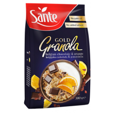 Мюсли SANTE GOLD GRANOLA 300г с бельгийским шоколадом и апельсином Мюсли SANTE GOLD GRANOLA 300г с бельгийским шоколадом и апельсином