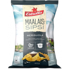 Чипсы с морской солью и маслом Estrella Maalaissipsi Merisuola 180г Чипсы с морской солью и маслом Estrella Maalaissipsi Merisuola 180г