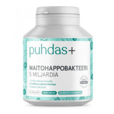 Растительные капсулы с лактобактериями Puhdas + Maitohappobakteeri 5 mrd, 75 кап Растительные капсулы с лактобактериями Puhdas + Maitohappobakteeri 5 mrd, 75 кап
