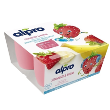 Соевый йогурт Alpro клубника-банан 4х90г Соевый йогурт Alpro клубника-банан 4х90г