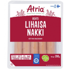 Сосиски без лактозы и глютена Atria Rehti Lihaisa Nakki 280г Сосиски без лактозы и глютена Atria Rehti Lihaisa Nakki 280г